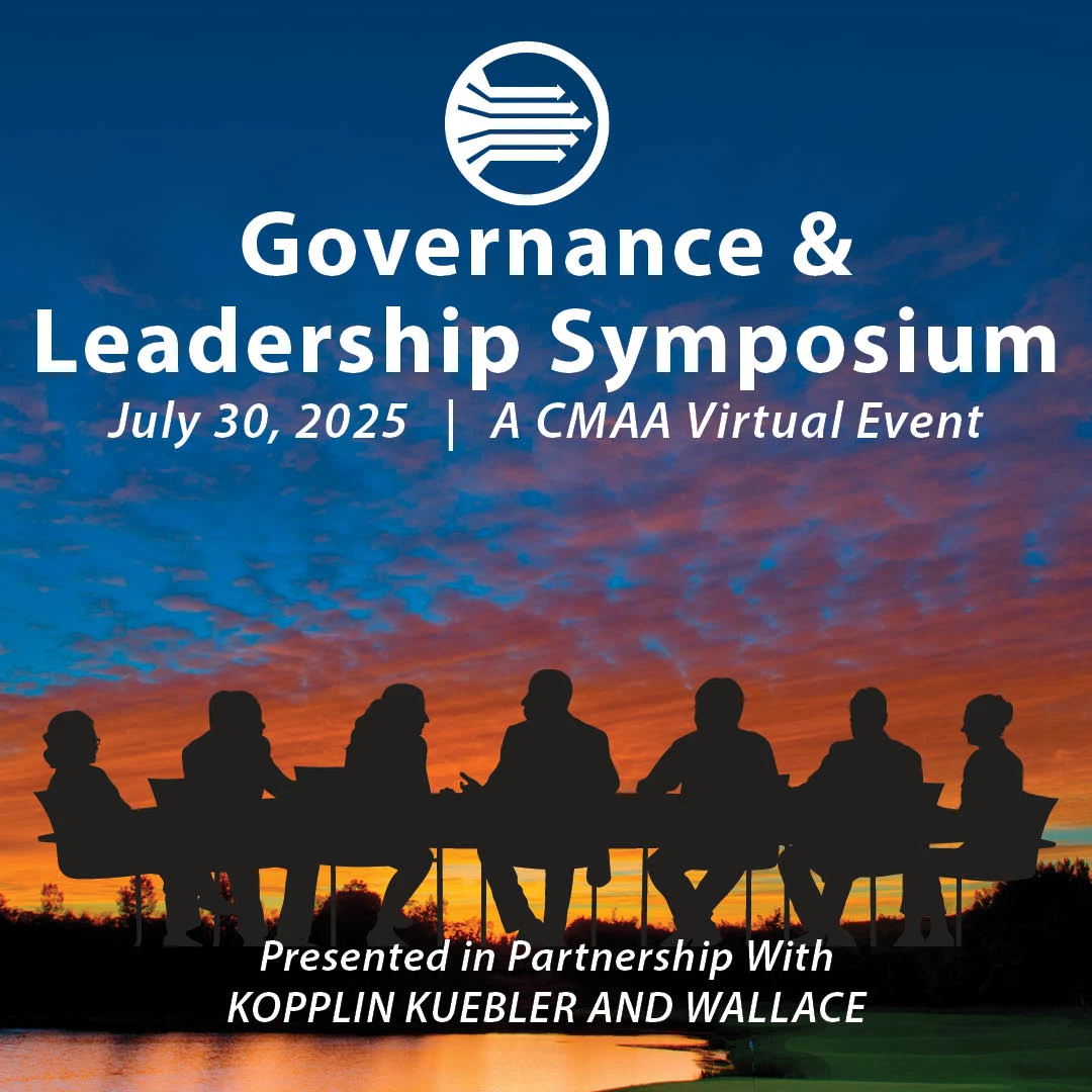 Governance & Leadership Symposium: July 30 online; a group of leaders sit at a board table in silhouette with a sunset behind them